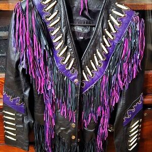 Black and Purple Fringe Jacket